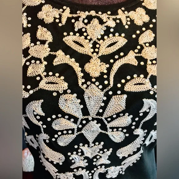 INC International Concepts Mesh Bohemian Jeweled Summer Flow & Go Blouse Body M - Picture 2 of 6